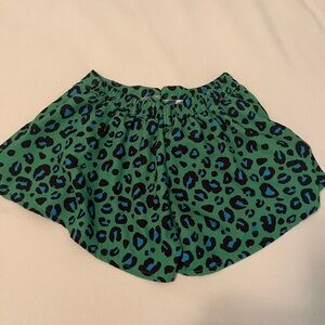 Green leopard print shorts